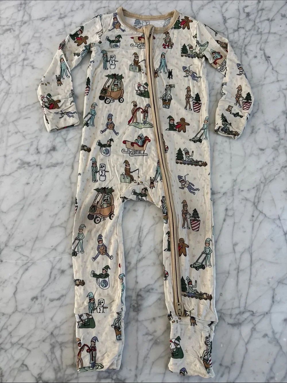Sweet P Baby Christmas pajama Elf on the Shelf Sz 12-18 Mo NWOT Bamboo